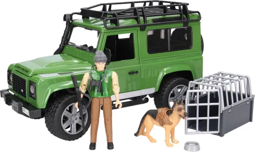 Bruder LandRover Defender z figurką leśnika i z psem (02587)