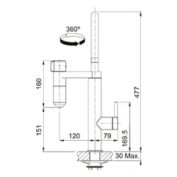Bateria FRANKE Vital J 120.0621.312 Czarny/stal