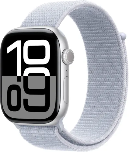 Apple Watch Series 10 GPS koperta 46mm aluminium srebrne opaska sportowa błękitny obłok