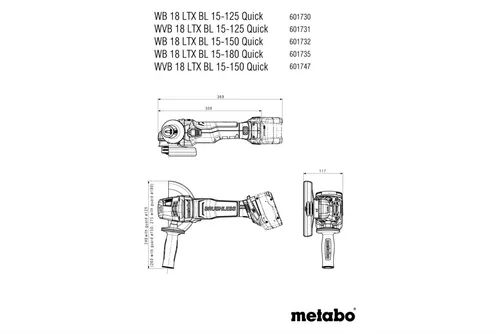 Akumulatorowa szlifierka kątowa Metabo WB 18 LTX BL 15-125 Quick