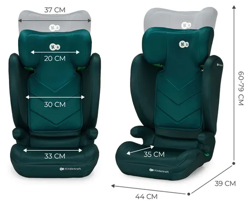 Fotelik samochodowy KINDERKRAFT I-Spark I-Size 2w1 100-150 cm (9-36 kg) Zielony