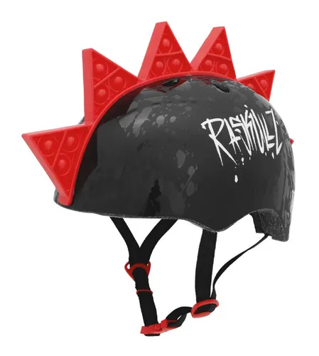 Kask rowerowy RASKULLZ Pop Splat Czarno-czerwony dla Dzieci (rozmiar S)