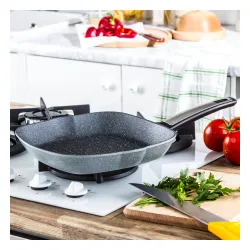 TESCOMA i-Premium Stone kwadrat 26 x 26 cm - patelnia grillowa mineralna nieprzywierająca