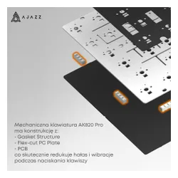 Klawiatura AJAZZ AK820 Pro RGB Hot Swap Flying Fish Switch Czarno-szaro-żółty