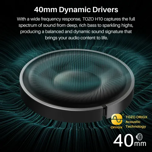 Słuchawki bezprzewodowe Tozo H10 Nauszne Bluetooth 5.3 Czarny