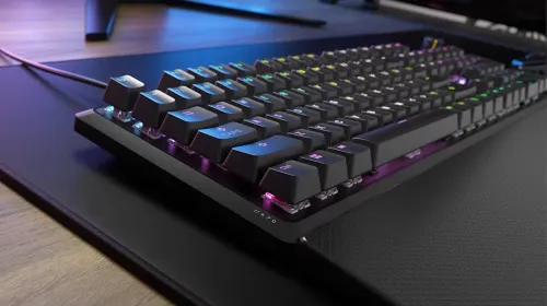 Klawiatura gamingowa Corsair K70 Core Corsair MLX Red przewodowa mechaniczna podświetlana czarna z podpórką