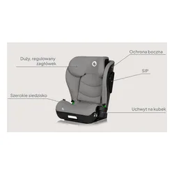 Fotelik samochodowy LIONELO Neal i-Size 100-150 cm (15-36 kg) Szary