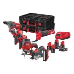 Milwaukee M12 FPP7A - 624p elektrikli el aletleri seti (matkap, darbe vidası, açılı taşlama makinesi, çekiç, jigsaw, lamba)