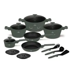 Zestaw patelni i garnków BERLINGER HAUS Matte Green BH 8208N (15 elementów)