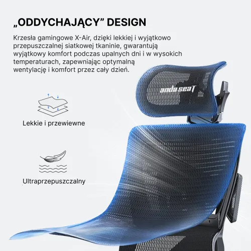 Fotel Anda Seat X-Air Pro XL Gamingowy do 120kg Tkanina Czarny