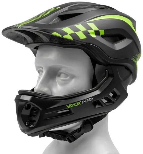 Kask rowerowy VAYOX Enduro VA0421BM Czarny Full Face z odpinaną szczęką (rozmiar M)