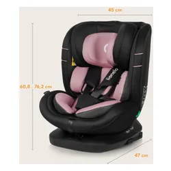 Fotelik samochodowy LIONELO Bastiaan i-Size 40-150 cm (0-36 kg) Czarno-różowy
