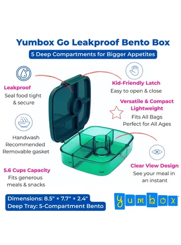 Lunchbox głęboki 5-komorowy Yumbox Go Bento Box - lima green
