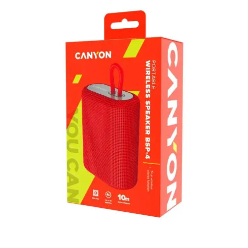 Głośnik Bluetooth Canyon BSP-4 5W Radio FM Czerwony