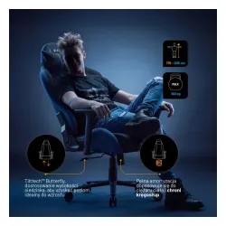Fotel Diablo Chairs X-One 2.0 Kingl Night Blue Gamingowy do 160kg Tkanina Czarno-Niebieski