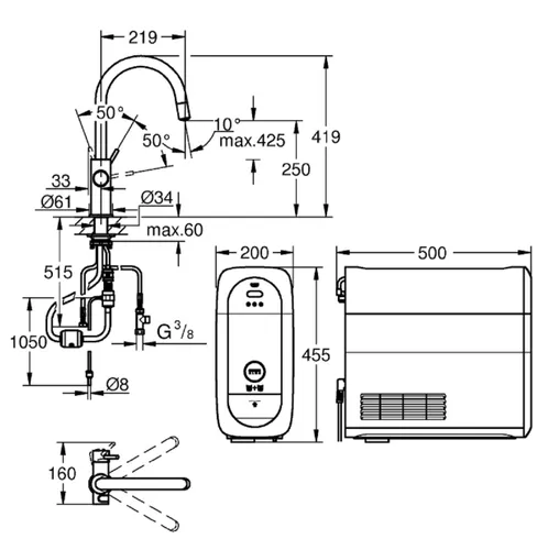 Bateria GROHE Blue Home 31541DC0 z filtrem Stal nierdzewna
