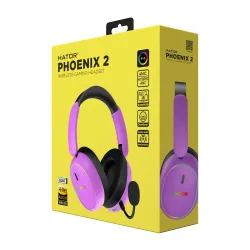 Słuchawki bezprzewodowe z mikrofonem Hator Phoenix 2 Wireless ESH42 ANC Nauszne Fioletowy