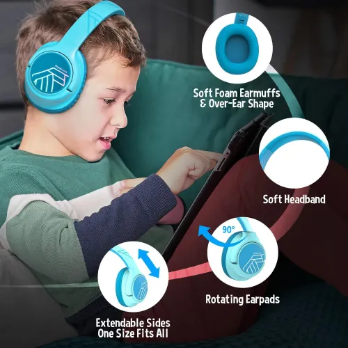 Słuchawki bezprzewodowe PowerLocus Bobo Nauszne Dla Dzieci Bluetooth 5.3 Niebieski