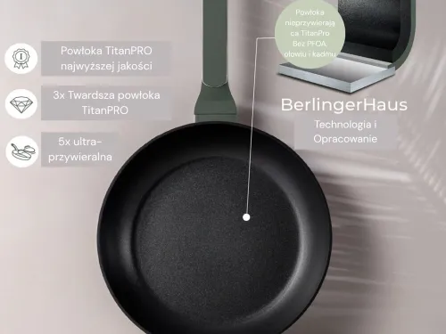 Zestaw patelni i garnków BERLINGER HAUS Matte Green BH 8208N (15 elementów)