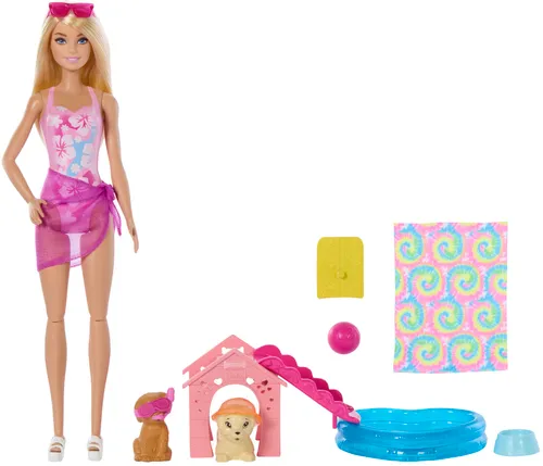 Lalka Barbie Pieski na basenie JBF35
