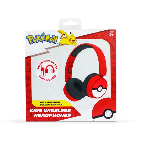 Słuchawki bezprzewodowe z mikrofonem OTL Technologies Pokémon Pokeball Wireless Dla Dzieci Nauszne Czerwony