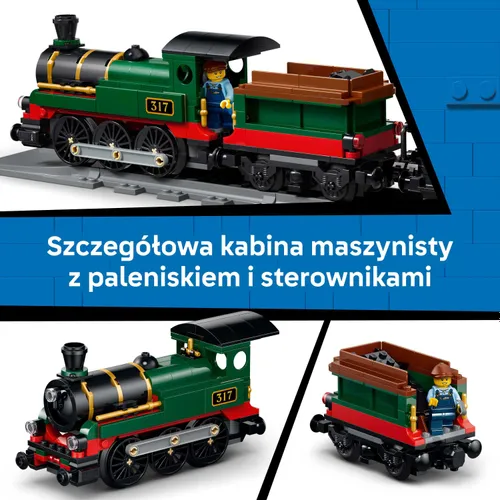 LEGO City 60511 Retro pociąg z lokomotywą parową, zestaw klocków 7+