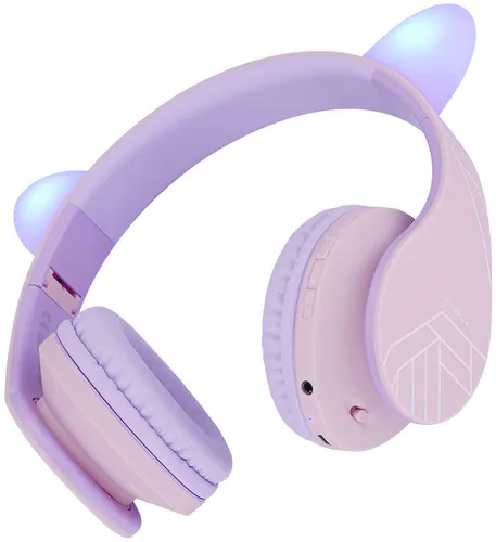 Słuchawki nauszne POWERLOCUS P2 Kids Kocie uszy Fioletowo-różowy