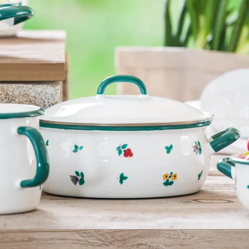 RIESS Country Gmundner Streublumen 2 l - garnek emaliowany z pokrywką