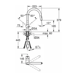 Bateria GROHE Vento 30438000 Chrom