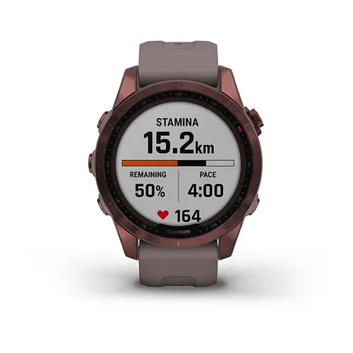 Смарт-часы Garmin FENIX 7S Sapphire Solar титановый темно-бронзовый с серым силиконовым ремешком (010-02539-29)