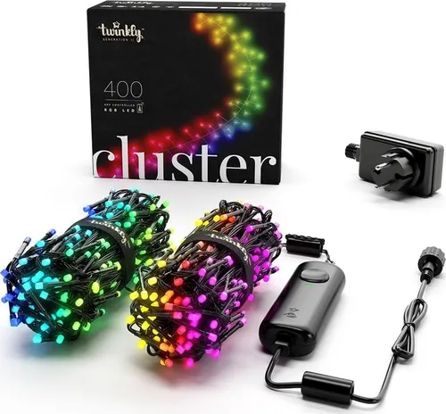 Twinkly Inteligentne lampki dekoracyjne Cluster 400 LED RGB 6 m kiść, girlanda, sterowane aplikacją