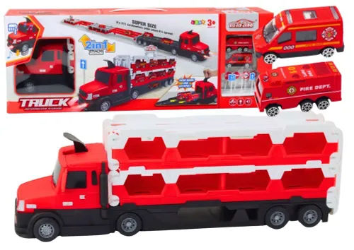 Laweta Z Pojazdami Straży Pozarnej Tor Wyścigowy 211Cm 2W1 Dźwięki Znaki