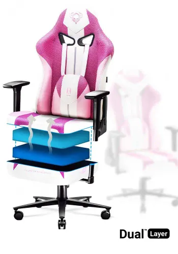 Fotel Diablo Chairs X-Player 2.0 Normal Size Gamingowy do 150kg Skóra ECO Tkanina Marshmallow pink