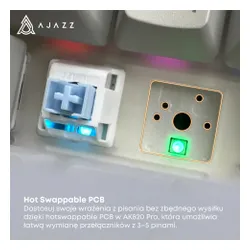 Klawiatura AJAZZ AK820 Pro RGB Hot Swap Flying Fish Switch Czarno-szaro-żółty