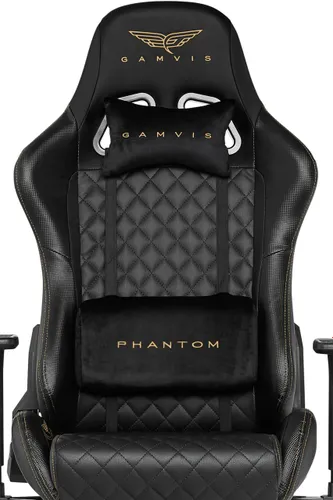 Fotel GAMVIS Phantom Large Pikowany Czarny (złote elementy)