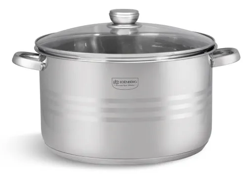 Garnek stalowy gastronomiczny duży z pokrywką 17,7l 34cm indukcja gaz 3022