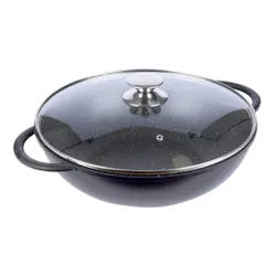 Patelnia wok granitowa ze szklaną pokrywką GRANDE 32 cm