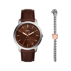 Комплект из часов и браслета Fossil Minimalist FS6019SET коричневый