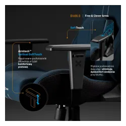 Fotel Diablo Chairs X.One Prime, Normal Size, Meta Ocean Gamingowy Do 140kg Tkanina Niebieski