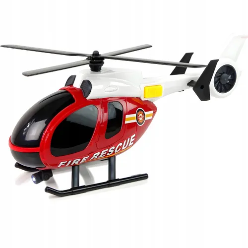 Duży zestaw Straż Pożarna laweta helikopter samochód dźwięki światło 3 4 5