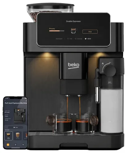 Ekspres BEKO CaffeExperto CEG8564B 50 programów ColdBrew Kawy mrożone 19 bar Stalowy młynek Zdalne sterowanie Czarny