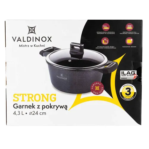 Garnek aluminiowy z pokrywką VALDINOX STRONG 4,3 l