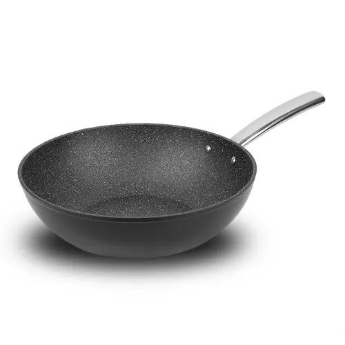 TESCOMA President 30 cm czarna - patelnia / wok nieprzywierający z pokrywką