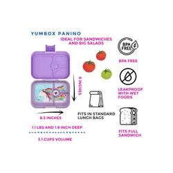 Średni prostokątny lunchbox Yumbox Panino - lavande purple / unicorn