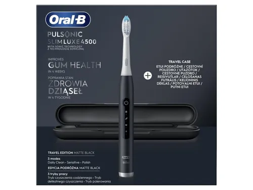 Elektrikli Diş Fırçası Oral-B Pulsonic Slim Luxe 4500 Mat Siyah Seyahat Sürümü