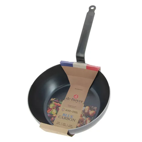 DE BUYER Blue Carbon 24 cm - patelnia głęboka ze stali węglowej