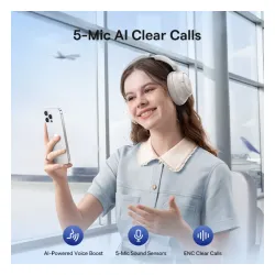 Słuchawki bezprzewodowe Baseus BH1 NC Nauszne Bluetooth 6.0 Biały