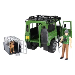 Bruder LandRover Defender z figurką leśnika i z psem (02587)