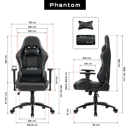 Fotel GAMVIS Phantom Large Pikowany Czarny