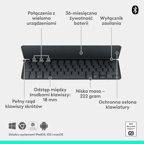 Klawiatura nożycowa Logitech Keys-To-Go 2 Grafitowy